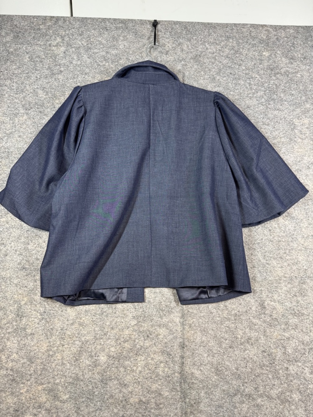Culture Navy Short Swing Jacket Puff Sleeves XL Boho Minimalist Chic Career - Picture 12 of 14